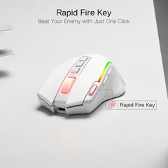 Redragon M612AK PRO RGB Gaming Mouse, 8000 DPI Wired/Wireless Optical Mouse with 9 Programmable Buttons & 7 Backlit Modes, BT & 2.4G Wireless, Software Supports DIY Keybinds Rapid Fire Button