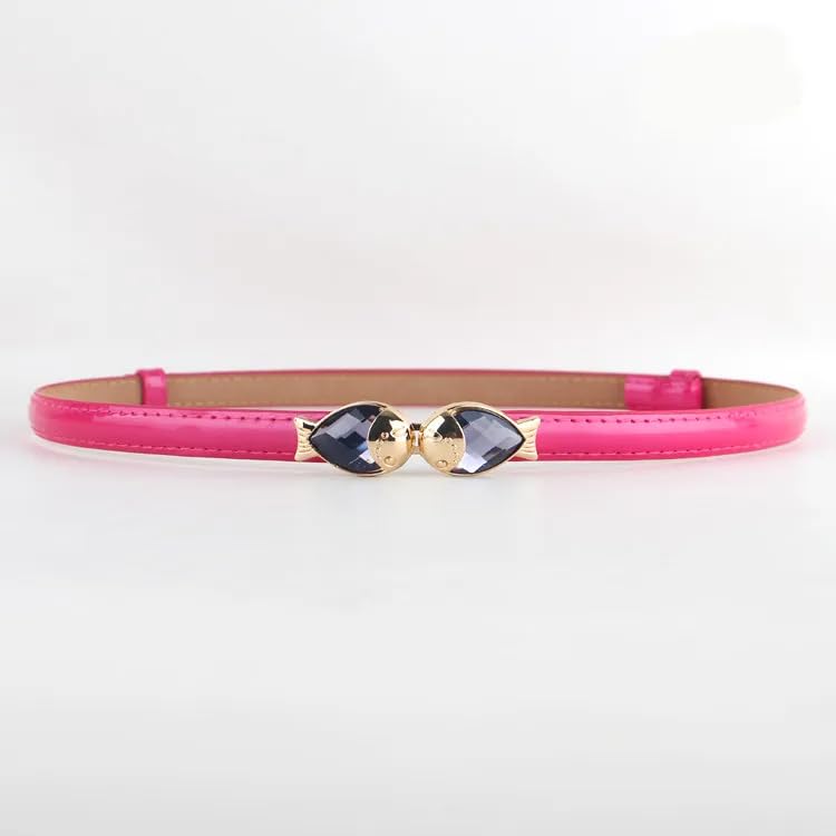 SYGA Women Leather Belt Thin Skinny Metal Elastic Buckle WaistBelt 22-36 Waist Belt(PINK)