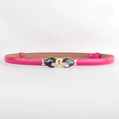 SYGA Women Leather Belt Thin Skinny Metal Elastic Buckle WaistBelt 22-36 Waist Belt(PINK)