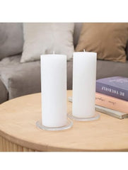 LTYNE™ 100% Pure Paraffin Wax Pillar Candles (2 x 6), Unscented Smokeless Pillar Candles Pack of 2, Burn Time: 25-30 Hours (Light Green)