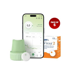 GlucoRx Vixxa 2 CGM by BeatO Glucose Monitor with Bluetooth, Pack of 6