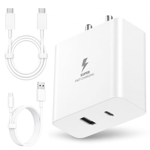 100W SuperVooc Charger with 2 Port USB PD, Two Data Cable One UBS Type A to Type C and Second is C to C