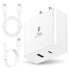 100W SuperVooc Charger with 2 Port USB PD, Two Data Cable One UBS Type A to Type C and Second is C to C