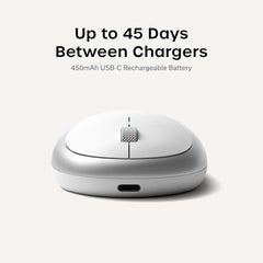 SATECHI M1 Wireless Bluetooth Mouse, USB-C Rechargeable, Compact, Silver