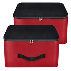 Storite 2 Pack Nylon Wardrobe Bag Underbed Cloth Storage Organizer | Moisture Proof Storage Bag, Storage box for Clothes Saree Bags, Zippered Closure & Handle - Magenta,37x34x23 cm