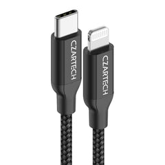 Czartech [1.2 Mt USB-C 20W Fast Charging cable Compatible with i-Phone,14,13, 12,11, X, 8, 7, 6, 5, i-Pad iPad Air and More [Nylon Braided,Black - Pack of 2]
