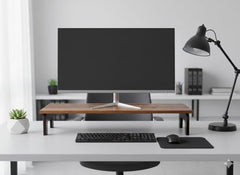 WELL KNOWN 72Cm Long Wooden Computer Monitor Stand, Monitor Riser Desk Shelf Desktop Stand TV Laptop Riser (72cm Long, Single Shelf) (d)