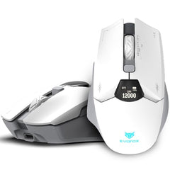 EvoFox Banshee 2 Tri-Mode Wireless Gaming Mouse (2X BT, 2.4G & Wired), PixArt 3311 Sensor, 1000Hz Polling Rate, 12,000 DPI, LCD Display, 6 Programmable Buttons, Software Support, Onboard Memory-Black