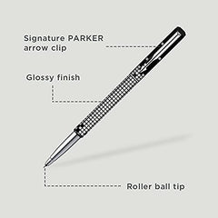 Parker Gift Set | Vector Special Edition Chrome Trim Roller Ball Pen with Parker Keychain | Ideal for Gifting | Elegant Gift for Any Occasion