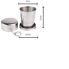 MOMISY Portable Folding Stainless Steel Travel Camping Water Mug Cup Glass -150ml, Silver (Stainless Steel 201)