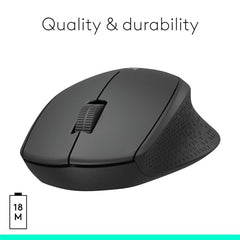 Logitech M331 Silent Plus Wireless Mouse, 2.4GHz with USB Nano Receiver, 1000 DPI Optical Tracking, 3 Buttons, 24 Month Battery Life, PC/Mac/Laptop - Black