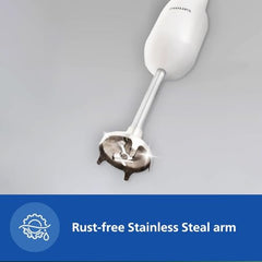 PHILIPS HL1683/00 Hand Blender, 300W Motor, Rust free steel arm | Easy single trigger operation | Specially designed blades | Wall bracket for easy storage, Blue-White