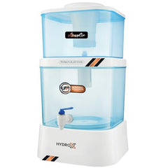 Pureplus Gravity Water Filter | 20 Liter Top Water Purifier | Chemical Free, Electricity Free | Water Filter for Home, Kitchen & Camping (White & Blue)