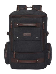 FUR JADEN Eco Friendly Travel 4 Compartment Laptop Backpack Made of Water Resistant Sustainable Canvas and Vegan Leather for Unisex for Travel Hiking Work (Coffee)