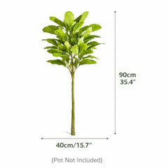 GARDEN GYANI Artificial Areca Palm Plant with Black Pot – 145 cm Tall Faux Tropical Decorative Plant with 35 Leaves for Home, Office & Living Room Décor