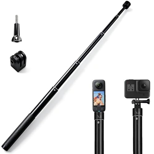 15-66.2 inch Invisible Selfie Stick,Long Extension Pole Compatible with Insta360 X5/X4/X3,GoPro Hero 13/12/11/10/9,DJI Osmo Action 4/5 Pro/6,AKASO EK7000 Brave 4 7 LE ODDV Camera,1/4" Extended Monopod