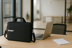Bennett™ Mystic Unisex Adult Men's Laptop Bag 15.6 inch Side Shoulder Briefcase Satchel Messenger Business Bags for Men & Women Front Pocket for Laptop Accessories - Black (6 Month Warranty)