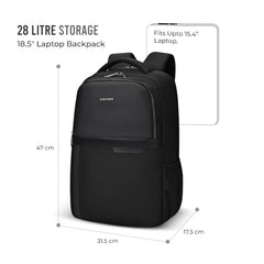 Gear Alpha 18.5”/28L Large Water Resistant Laptop Backpack | Travel Backpack | Casual Backpack for men/women (Black-Black)