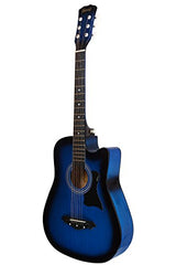 Juârez Acoustic Guitar Kit, JRZ38C/BK 38 Inch Cutaway, 038C with Bag, Strings, Pick and Strap, Black