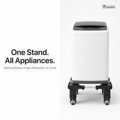 Yemark Good Height (8 Inch from Ground), Side Addustable 24 Wheel Heavy Duty Front & Top Load Fully Automatic Washing Machine Stand & Fridge Stand (Metal and Plastic)(Min -36cmx36cm,Max -76cmx76cm)