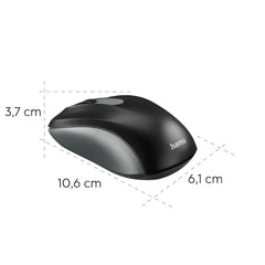 Hama AMW-200 Optical Wireless Mouse with Nano Receiver,1600 DPI Optical Sensor, 2.4GHz Connectivity, 3 Buttons Wireless Mouse - (Anthracite/Black)