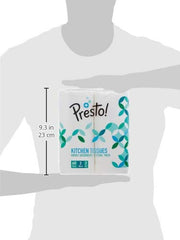 Amazon Brand - Presto! 2 Ply Kitchen Tissue Paper Roll | 720 Pulls | 60 Kitchen Towels X 12 Rolls | Soft And Highly Absorbent | 100% Natural Virgin Cellulose Fiber