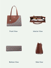 ZOUK Office Essential Bag | Jute | Vegan Leather Handcrafted Tote Bag With Double Handle Shoulder Strap | Bristel