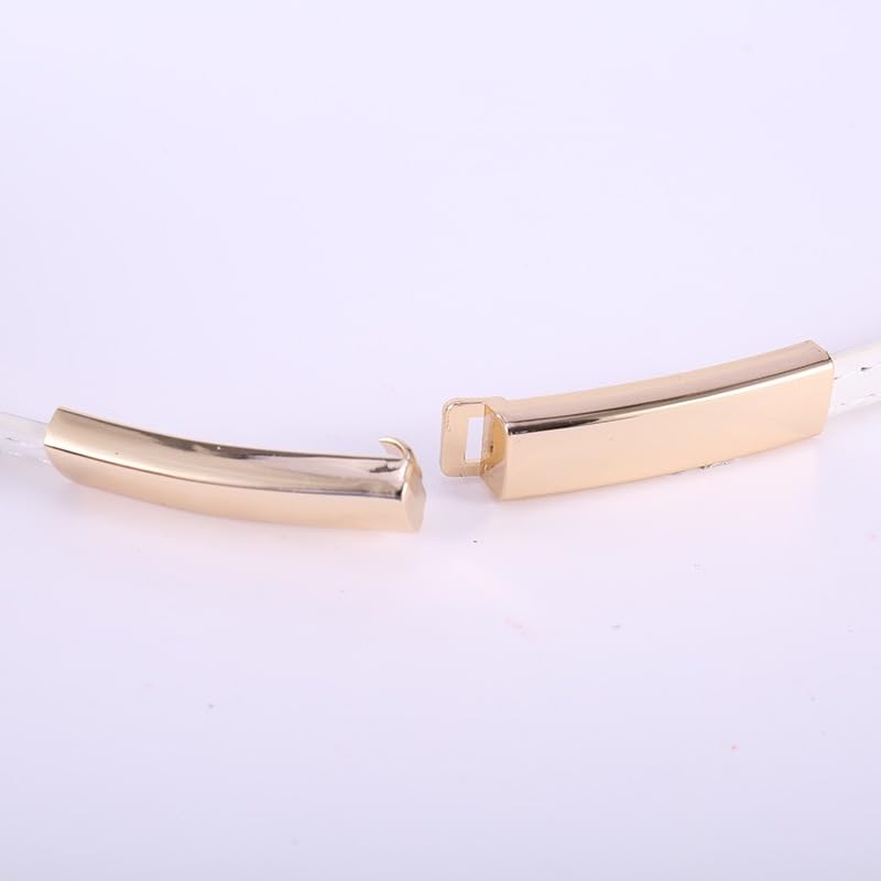 SYGA Women Leather Belt Thin Skinny Metal Gold Elastic Buckle Waistband 22-36 Waist Belt Dress Accessories