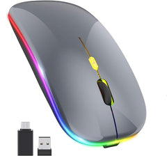 BUYFLUX LED Wireless Mouse, Slim Silent Mouse 2.4G Portable Mobile Optical Office Mouse with USB & Type-c Receiver, 3 Adjustable DPI Levels for Notebook, PC, Laptop, Computer (Black)