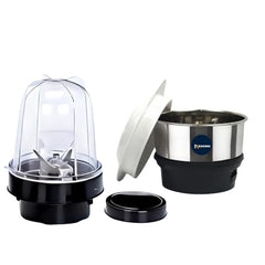 Stainless Steel Combo (Mini 180 Ml & 250 Ml) Jar Set one for Mixer Grinder, Compatibility with all mixer grinders with 2 slots of jar fitting with 4 teeth coupler