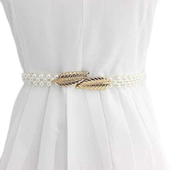 SYGA Pearl Adjustable Waist Belt with Hollowed Tassel Detail, Suitable Size for Waist 24-36 CM
