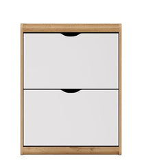 DeckUp Jade Engineered Wood 2-Door Shoe Rack (Wotan Oak & White, Matte Finish)