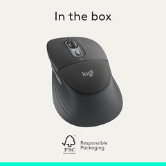 Logitech Signature Comfort Plus M850 L Wireless Mouse, Bluetooth Mouse with Palm Cushion, Silent Clicks, 24-Month Battery, Customizable Buttons, for Windows, Mac, iPad - Graphite
