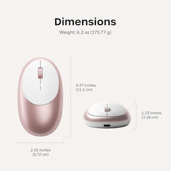 SATECHI M1 Wireless Bluetooth Mouse, USB-C Rechargeable, Compact, Silver