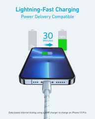 Anker New Nylon USB-C to Lightning Cable, 331 Cable, Fast Charging Cord (1ft, MFi Certified) for iPhone 13 13 Pro 12 Pro Max 12 11 X XS XR 8 Plus, AirPods Pro, Supports Power Delivery (Black)