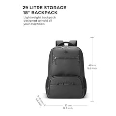 Gear Quantum 3 18"/29L Antitheft Large Faux Leather Water Resistant Laptop backpack with Raincover/Laptop backpack/Casual Backpack/Daypack/Travel Backpack/College Bag For Men/Women(Black-Black)
