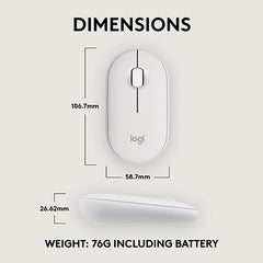 Logitech Pebble Mouse 2 M350s Slim Bluetooth Wireless Mouse, Portable, Lightweight, Customisable Button, 4000 DPI, Quiet Clicks, Easy-Switch for Windows, macOS, iPadOS, Android - Tonal Graphite