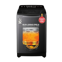 Haier 11 Kg, In-Built Heater, Front Panel Design, NZP Technology, Oceanus Wave Drum, Fully Automatic Top Load Washing Machine (ETL110-HC8S8 | Black)