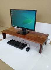 WELL KNOWN 72Cm Long Wooden Computer Monitor Stand, Monitor Riser Desk Shelf Desktop Stand TV Laptop Riser (72cm Long, Single Shelf) (d)