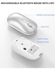 ULSOU Bluetooth Keyboard and Mouse Combo for Mac White Rechargeable, Mini Size, Comfortable Natural Typing, 4 Level DPI, Compatible with iPad, iPhone, MacBook Air/Pro