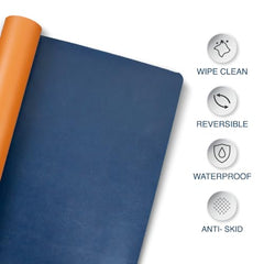 Bellblock Large Extended Reversible Desk Mat/Mouse Pad/Gaming Pad for Office/Home| Vegan Leather | Anti-Skid, Slip-Resistant, Splash-Proof | White & Sky Blue | 60x30cm