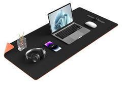 V-CUBE Designs Premium Vegan Leather Dual Color Desk Mat 75X40cm 1.8mm Thick| Laptop Mat/Extended Large Mouse Pad, Reversible Deskspread |High Tear/Peel Strength|Anti-Slip,Splash-Proof| Blue&Yellow