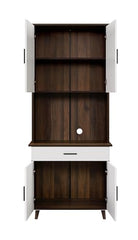 DeckUp Haven Kitchen Cabinet (Walnut & White, Matte Finish)