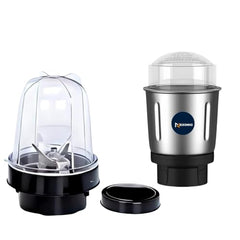 Stainless Steel Combo (Mini 180 Ml & 250 Ml) Jar Set one for Mixer Grinder, Compatibility with all mixer grinders with 2 slots of jar fitting with 4 teeth coupler