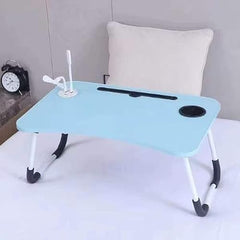 AIA Enterprise USB Laptop Table for Bed,Foldable Study Desk, with Drawer, LED Light, Fan, Tpye C Cable, Work from Home Stand, Online Classes
