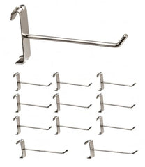 Q1 Beads 12 Pcs 4 inch Stainless Steel Gridwall Panel/Mesh/Jali/Grid Display Hook Hanger for Showroom, Mobile Shops,Supermarket Hanging in Garment & Grocery Shops etc.(Chrome) (4 inches)