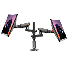 Dual Monitor Arm Stand for 27–50 Inch Screens | Heavy Duty Gas Spring Monitor Mount | Vertical & Horizontal Stacking | 2–15kg Each | VESA 75x75 & 100x100 | Full Motion Swivel Tilt Rotation | D9C