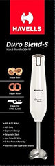 Havells Duro Blend 300 W Hand Blender | Low Noise Copper DC Motor | Rust-Free 304 SS Blades | Double Wall |Detachable Stem | 2 Speed Settings | Double Bush Technology | 2 Years Warranty