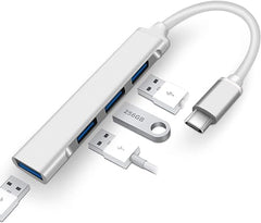 Sounce 4-Port USB 3.0 Hub for PC – High-Speed Aluminum USB Hub Compatible with PC, MacBook, Mac Pro, Mac mini, iMac, Surface Pro, and XPS. 4-Port High Speed USB Hub with Aluminium Shell