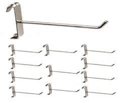 Q1 Beads 12 Pcs 4 inch Stainless Steel Gridwall Panel/Mesh/Jali/Grid Display Hook Hanger for Showroom, Mobile Shops,Supermarket Hanging in Garment & Grocery Shops etc.(Chrome) (4 inches)